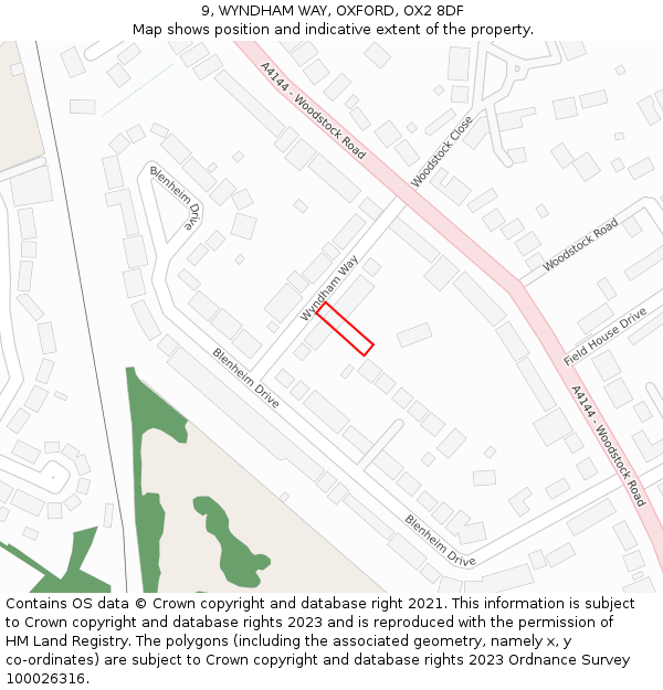 9, WYNDHAM WAY, OXFORD, OX2 8DF: Location map and indicative extent of plot