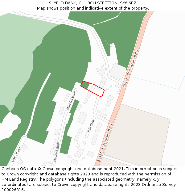 9, YELD BANK, CHURCH STRETTON, SY6 6EZ: Location map and indicative extent of plot