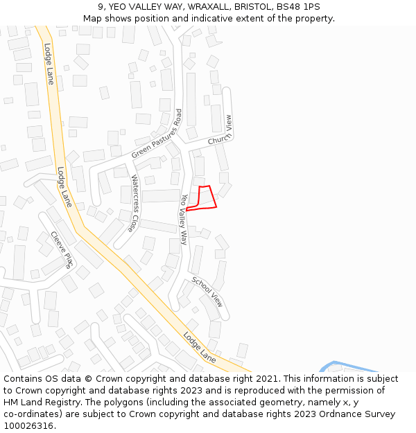 9, YEO VALLEY WAY, WRAXALL, BRISTOL, BS48 1PS: Location map and indicative extent of plot