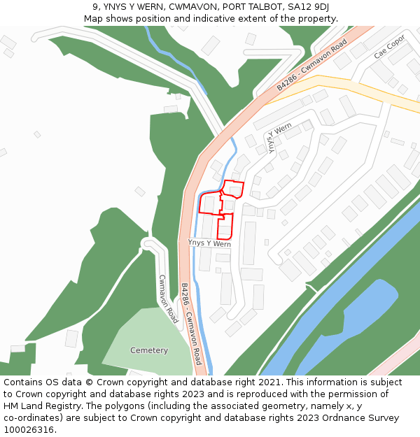 9, YNYS Y WERN, CWMAVON, PORT TALBOT, SA12 9DJ: Location map and indicative extent of plot