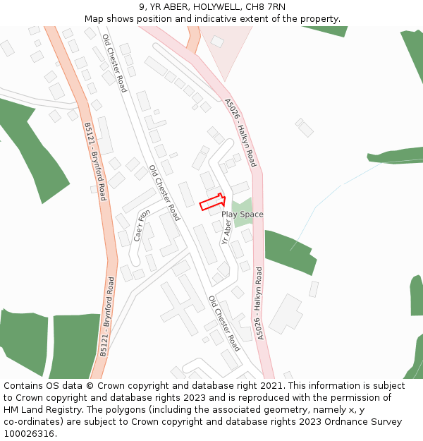 9, YR ABER, HOLYWELL, CH8 7RN: Location map and indicative extent of plot