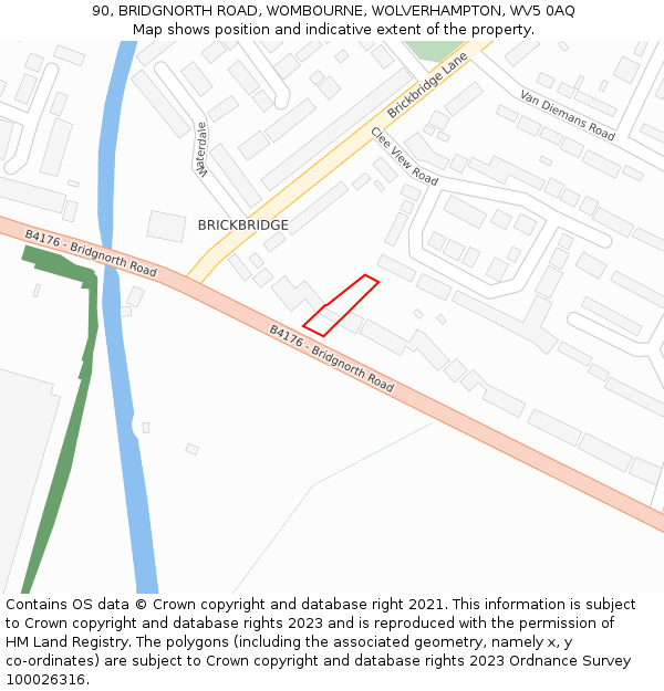 90, BRIDGNORTH ROAD, WOMBOURNE, WOLVERHAMPTON, WV5 0AQ: Location map and indicative extent of plot