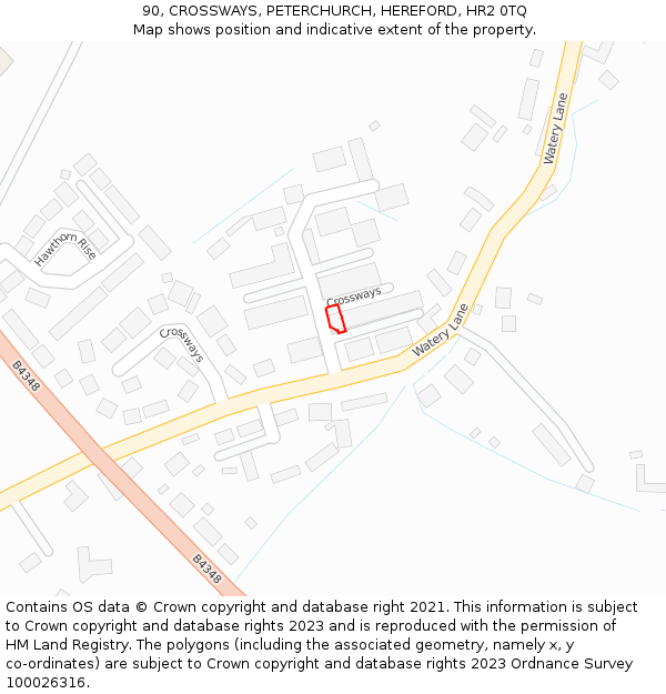 90, CROSSWAYS, PETERCHURCH, HEREFORD, HR2 0TQ: Location map and indicative extent of plot