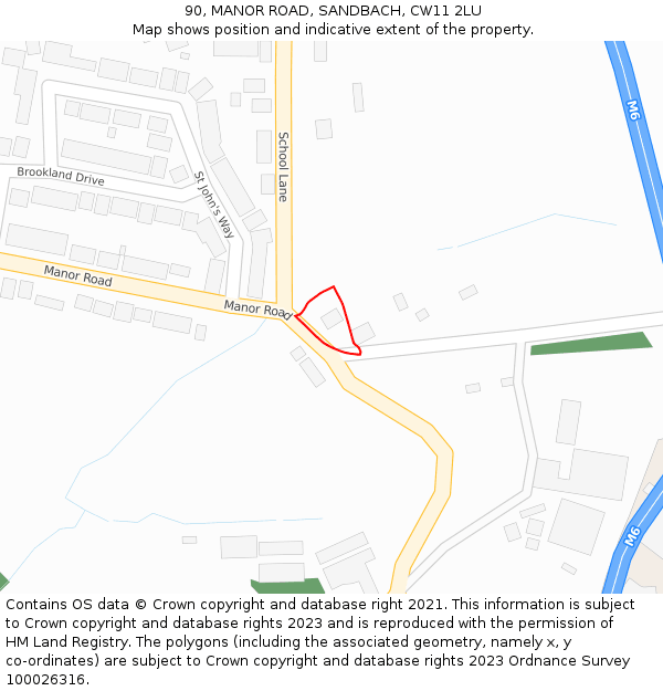 90, MANOR ROAD, SANDBACH, CW11 2LU: Location map and indicative extent of plot