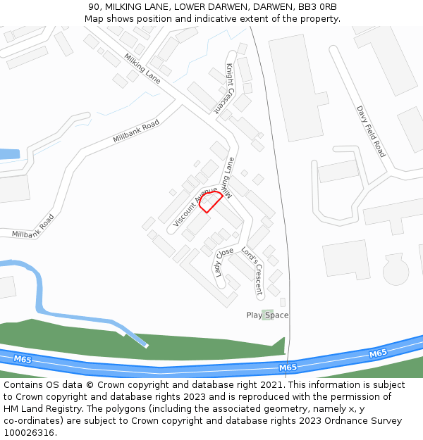 90, MILKING LANE, LOWER DARWEN, DARWEN, BB3 0RB: Location map and indicative extent of plot