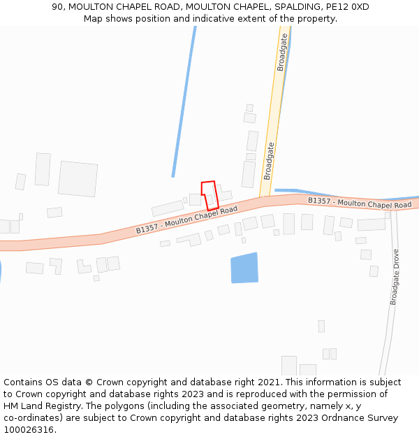 90, MOULTON CHAPEL ROAD, MOULTON CHAPEL, SPALDING, PE12 0XD: Location map and indicative extent of plot