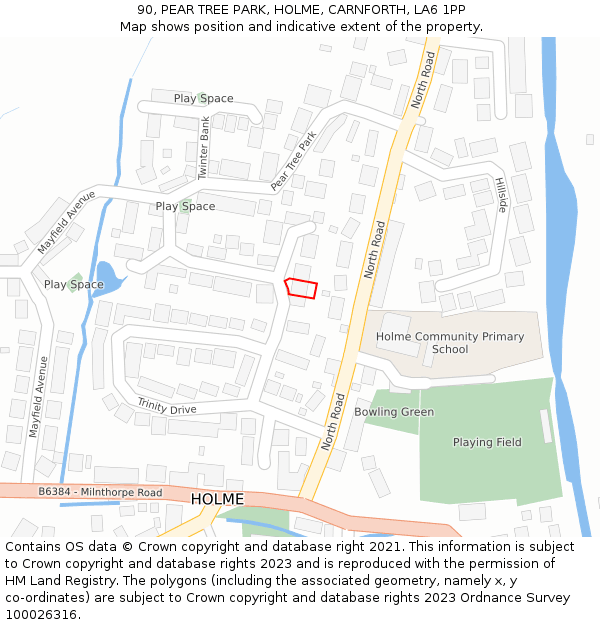 90, PEAR TREE PARK, HOLME, CARNFORTH, LA6 1PP: Location map and indicative extent of plot