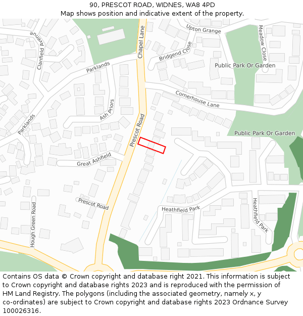 90, PRESCOT ROAD, WIDNES, WA8 4PD: Location map and indicative extent of plot