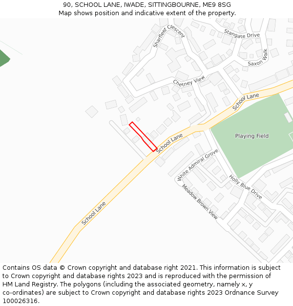 90, SCHOOL LANE, IWADE, SITTINGBOURNE, ME9 8SG: Location map and indicative extent of plot