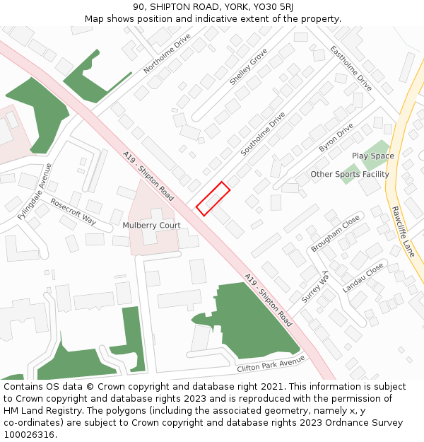 90, SHIPTON ROAD, YORK, YO30 5RJ: Location map and indicative extent of plot