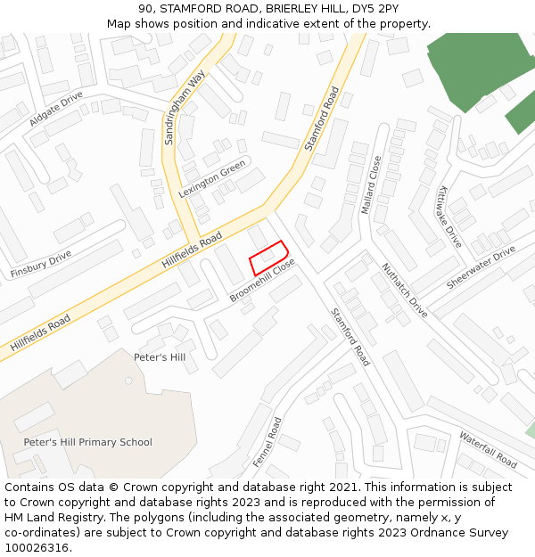 90, STAMFORD ROAD, BRIERLEY HILL, DY5 2PY: Location map and indicative extent of plot