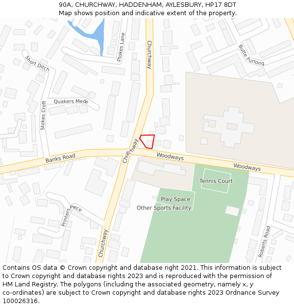 90A, CHURCHWAY, HADDENHAM, AYLESBURY, HP17 8DT: Location map and indicative extent of plot