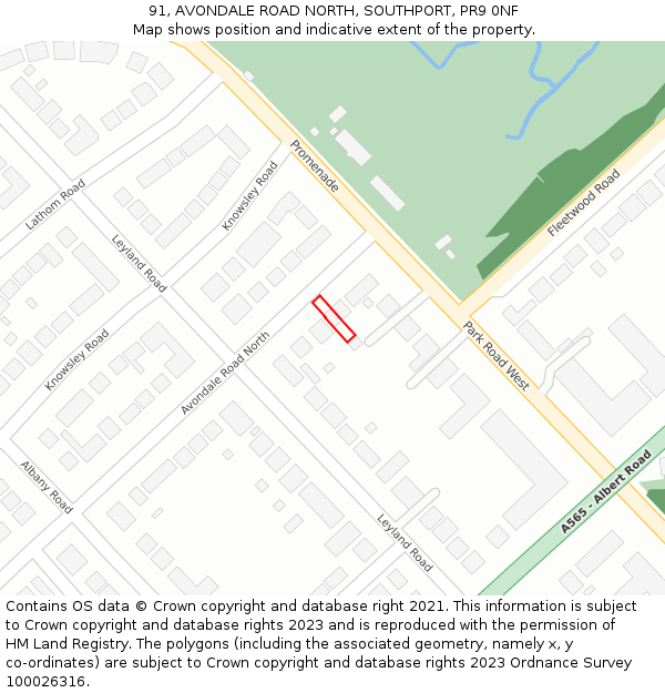 91, AVONDALE ROAD NORTH, SOUTHPORT, PR9 0NF: Location map and indicative extent of plot