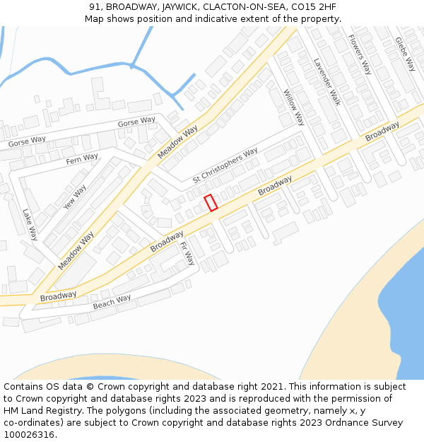 91, BROADWAY, JAYWICK, CLACTON-ON-SEA, CO15 2HF: Location map and indicative extent of plot