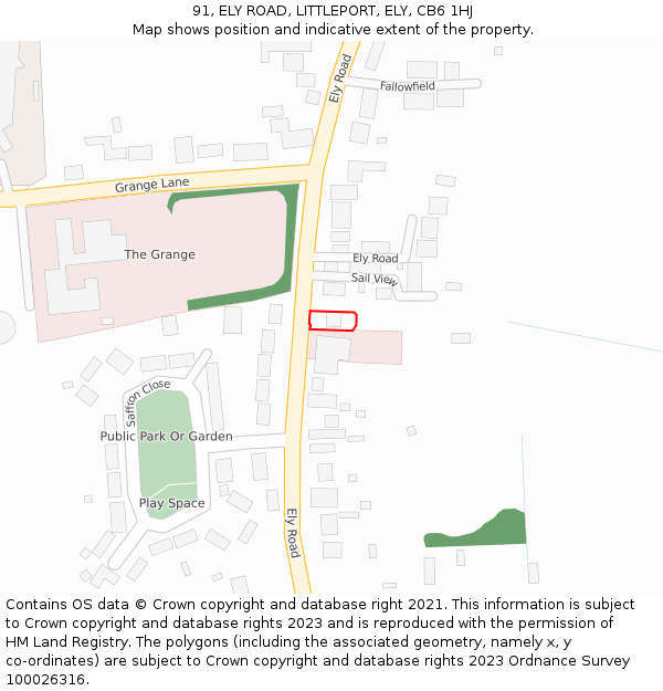 91, ELY ROAD, LITTLEPORT, ELY, CB6 1HJ: Location map and indicative extent of plot