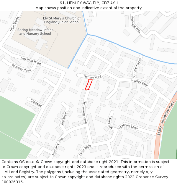 91, HENLEY WAY, ELY, CB7 4YH: Location map and indicative extent of plot