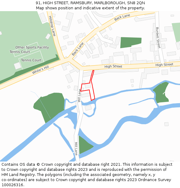 91, HIGH STREET, RAMSBURY, MARLBOROUGH, SN8 2QN: Location map and indicative extent of plot