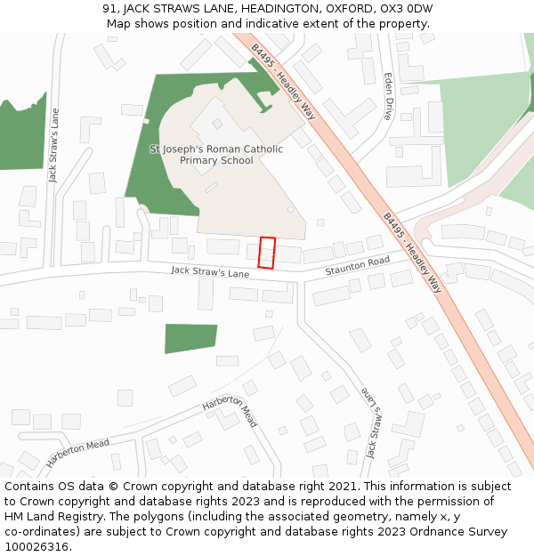 91, JACK STRAWS LANE, HEADINGTON, OXFORD, OX3 0DW: Location map and indicative extent of plot