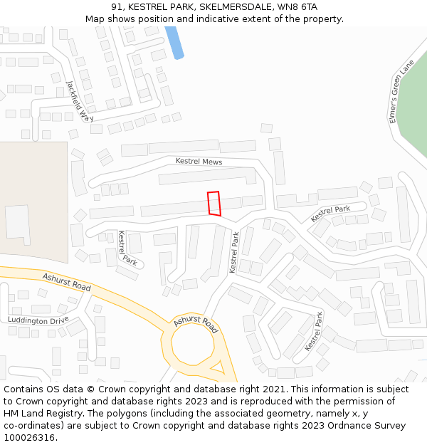 91, KESTREL PARK, SKELMERSDALE, WN8 6TA: Location map and indicative extent of plot