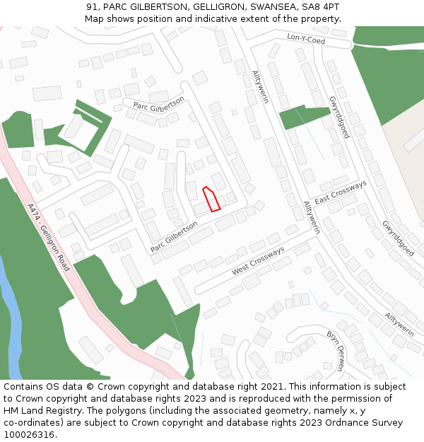 91, PARC GILBERTSON, GELLIGRON, SWANSEA, SA8 4PT: Location map and indicative extent of plot