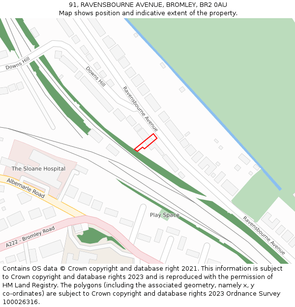 91, RAVENSBOURNE AVENUE, BROMLEY, BR2 0AU: Location map and indicative extent of plot