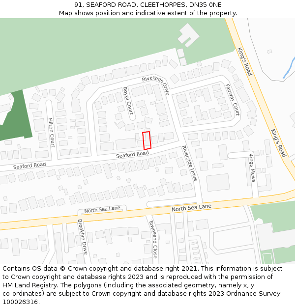 91, SEAFORD ROAD, CLEETHORPES, DN35 0NE: Location map and indicative extent of plot