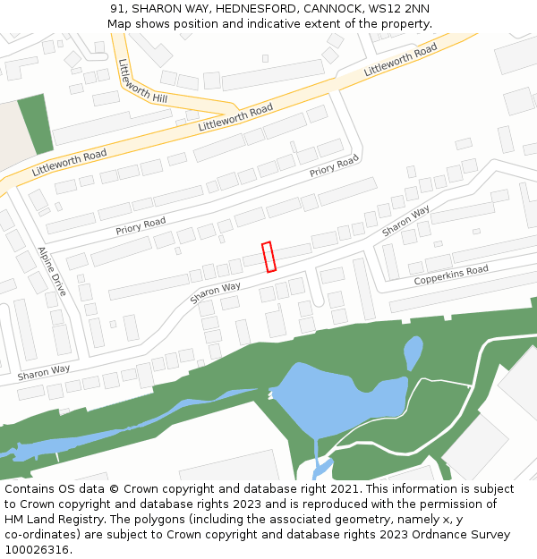 91, SHARON WAY, HEDNESFORD, CANNOCK, WS12 2NN: Location map and indicative extent of plot