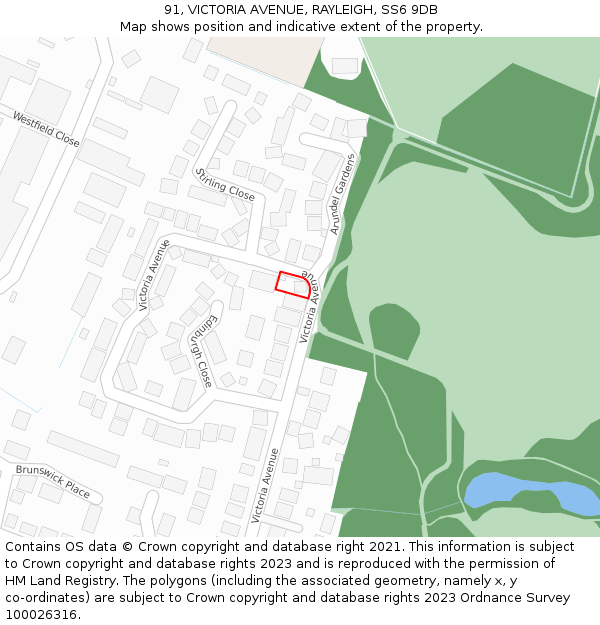 91, VICTORIA AVENUE, RAYLEIGH, SS6 9DB: Location map and indicative extent of plot