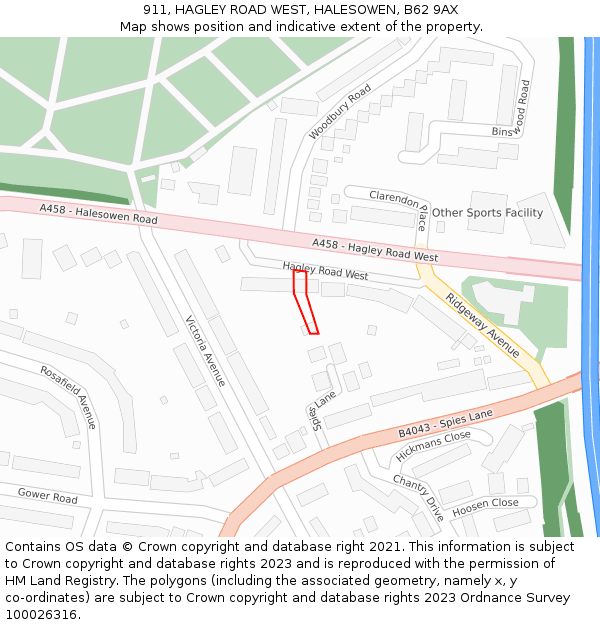 911, HAGLEY ROAD WEST, HALESOWEN, B62 9AX: Location map and indicative extent of plot