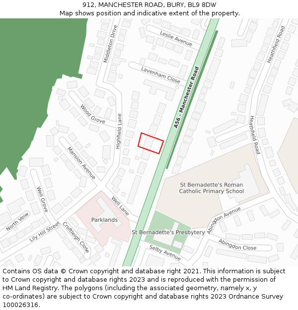 912, MANCHESTER ROAD, BURY, BL9 8DW: Location map and indicative extent of plot