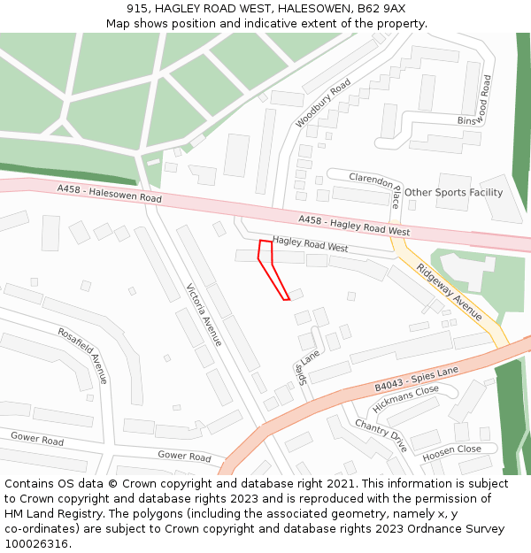 915, HAGLEY ROAD WEST, HALESOWEN, B62 9AX: Location map and indicative extent of plot