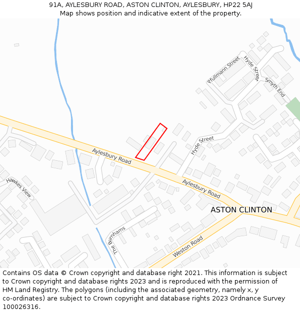 91A, AYLESBURY ROAD, ASTON CLINTON, AYLESBURY, HP22 5AJ: Location map and indicative extent of plot