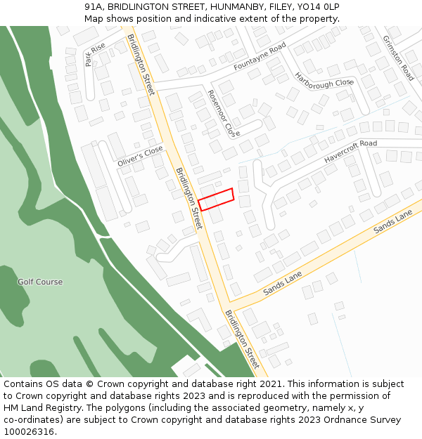 91A, BRIDLINGTON STREET, HUNMANBY, FILEY, YO14 0LP: Location map and indicative extent of plot