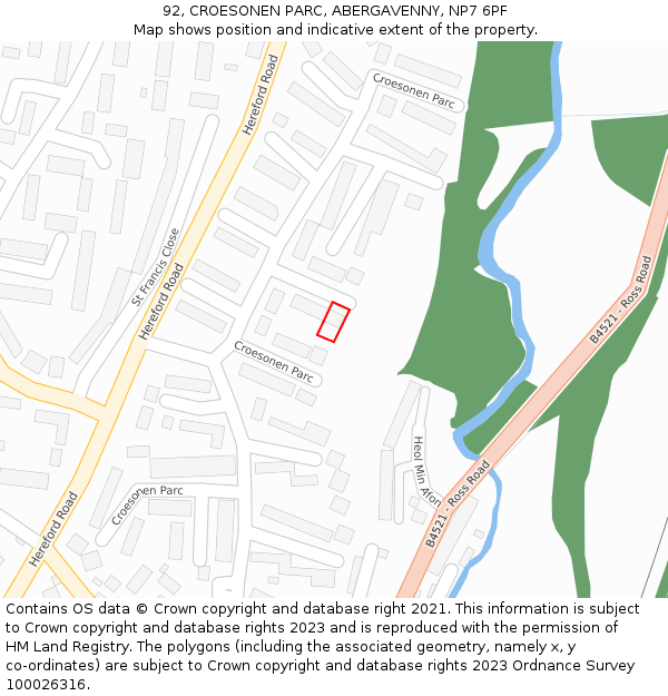 92, CROESONEN PARC, ABERGAVENNY, NP7 6PF: Location map and indicative extent of plot