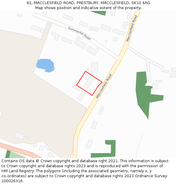 92, MACCLESFIELD ROAD, PRESTBURY, MACCLESFIELD, SK10 4AG: Location map and indicative extent of plot