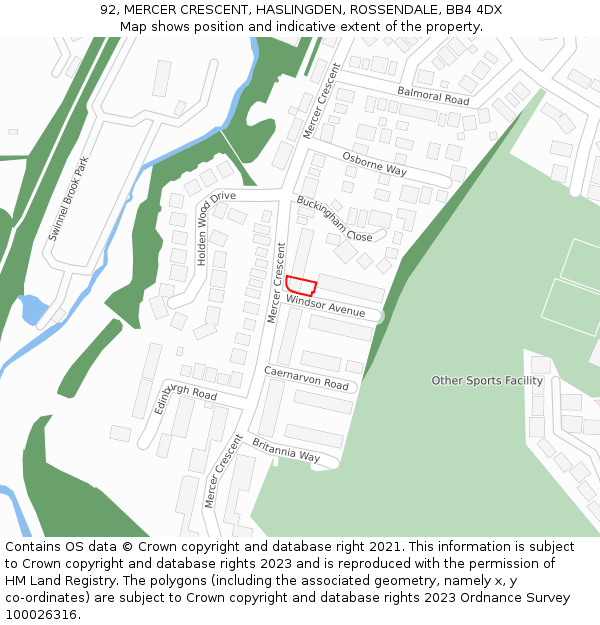 92, MERCER CRESCENT, HASLINGDEN, ROSSENDALE, BB4 4DX: Location map and indicative extent of plot