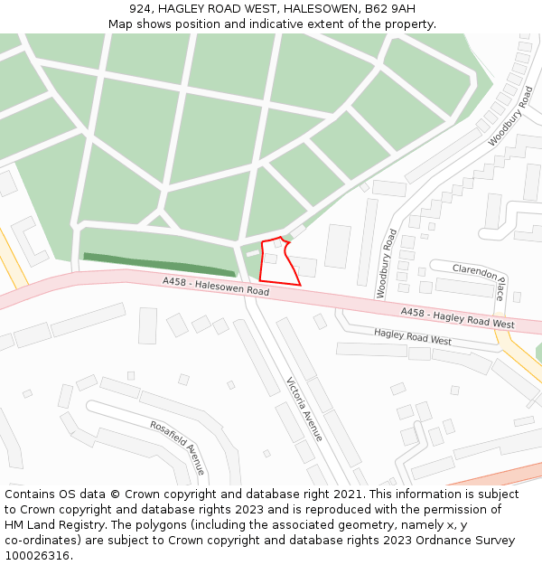 924, HAGLEY ROAD WEST, HALESOWEN, B62 9AH: Location map and indicative extent of plot