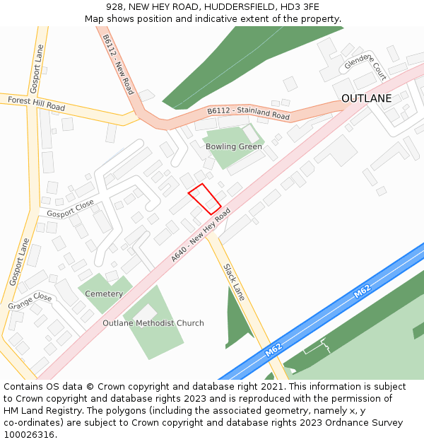 928, NEW HEY ROAD, HUDDERSFIELD, HD3 3FE: Location map and indicative extent of plot