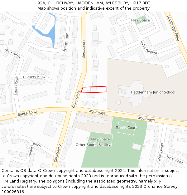 92A, CHURCHWAY, HADDENHAM, AYLESBURY, HP17 8DT: Location map and indicative extent of plot