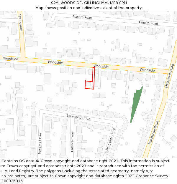92A, WOODSIDE, GILLINGHAM, ME8 0PN: Location map and indicative extent of plot