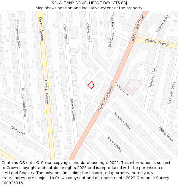 93, ALBANY DRIVE, HERNE BAY, CT6 8SJ: Location map and indicative extent of plot