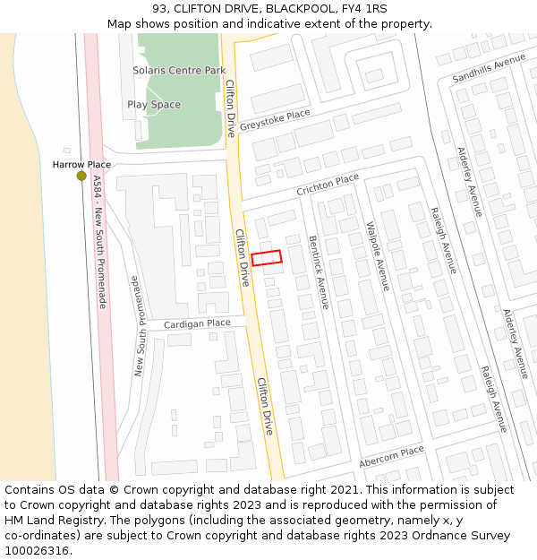 93, CLIFTON DRIVE, BLACKPOOL, FY4 1RS: Location map and indicative extent of plot