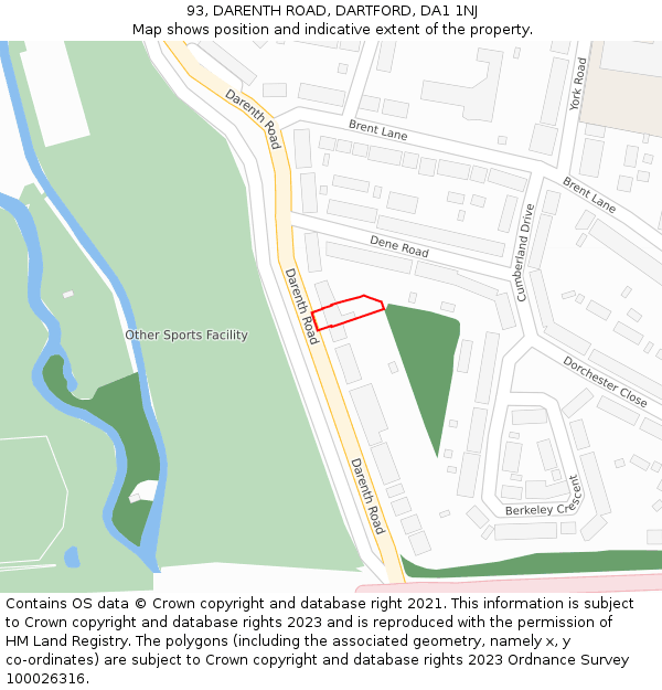 93, DARENTH ROAD, DARTFORD, DA1 1NJ: Location map and indicative extent of plot