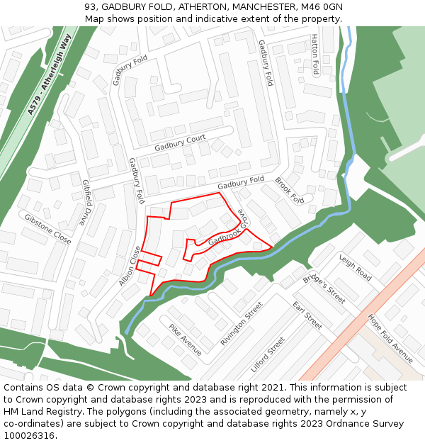 93, GADBURY FOLD, ATHERTON, MANCHESTER, M46 0GN: Location map and indicative extent of plot