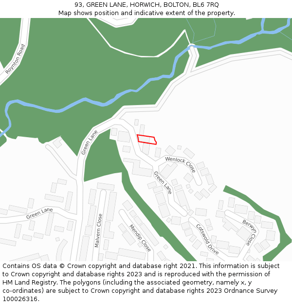 93, GREEN LANE, HORWICH, BOLTON, BL6 7RQ: Location map and indicative extent of plot