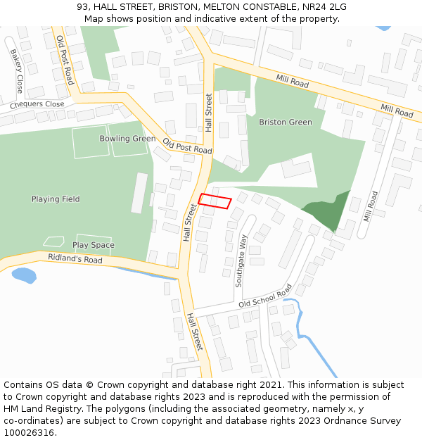 93, HALL STREET, BRISTON, MELTON CONSTABLE, NR24 2LG: Location map and indicative extent of plot