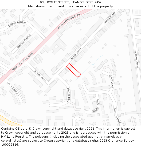 93, HOWITT STREET, HEANOR, DE75 7AW: Location map and indicative extent of plot