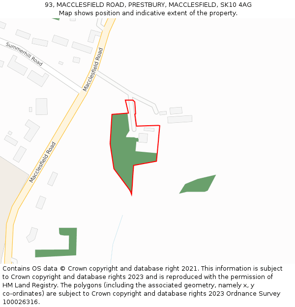 93, MACCLESFIELD ROAD, PRESTBURY, MACCLESFIELD, SK10 4AG: Location map and indicative extent of plot