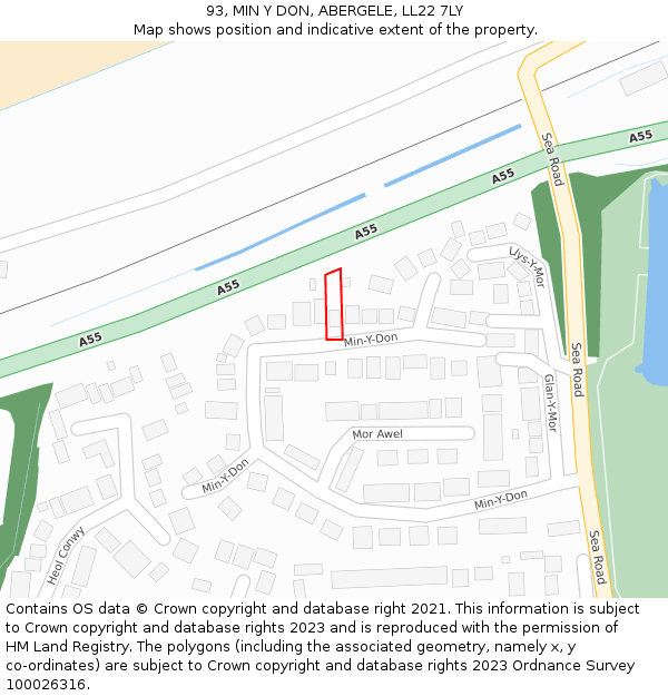 93, MIN Y DON, ABERGELE, LL22 7LY: Location map and indicative extent of plot