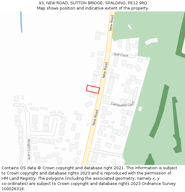 93, NEW ROAD, SUTTON BRIDGE, SPALDING, PE12 9RQ: Location map and indicative extent of plot